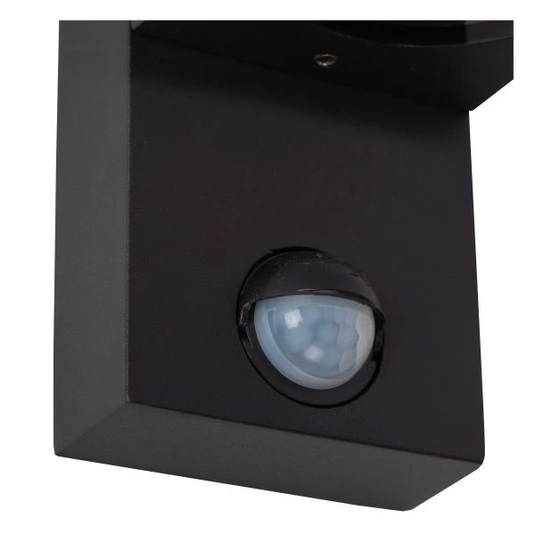Lucide ZARO IR - Wandspot / Wandlamp Binnen/Buiten - 2xGU10 - IP65 - Beweging & dag/nacht sensor (uitschakelbaar) - Zwart - detail 2